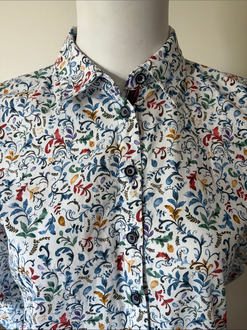 Erfo Original Floral Long-Sleeve Button-Up Shirt Size 36 - Picture 2 of 12